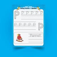 Alphabet tracing worksheet with letter and vocabulary vector