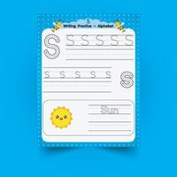 Alphabet tracing worksheet with letter and vocabulary vector