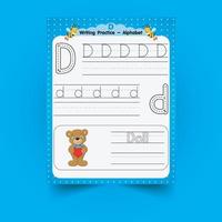 Alphabet tracing worksheet with letter and vocabulary vector