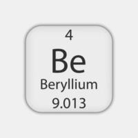 Beryllium symbol. Chemical element of the periodic table. Vector illustration.