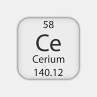 Cerium symbol. Chemical element of the periodic table. Vector illustration.