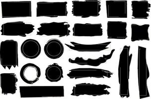 Vector set of vector-drawn spots for backgrounds. With golden frame. Set of monochrome design elements. One colored monochrome artistic hand drawn background.