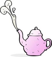 doodle cartoon teapot vector