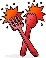 doodle cartoon cutlery vector