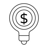 Dollar inside light bulb showing concept of financial idea vector