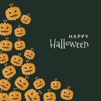 Halloween background of creepy pumpkins in flat design vector