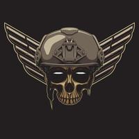 tactical warrior, with a skull object with a helmet, and a wing element on the back vector