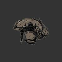 tactical helmet side facing in the dark gray vector