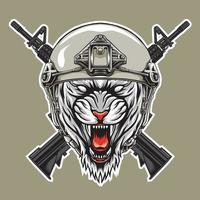 design military head tiger vector illustration