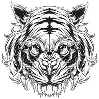 diseño de vector de tigre con versión en blanco y negro