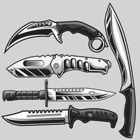 set military knife on gray background vector