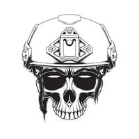 skull soldier black and white color vector