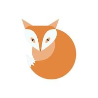 Fox curled up illustration. Fox flat illustration on a white background. Best for a logo. Vector stock illustration.