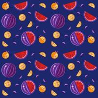 Watermelons and oranges fruit pattern. Bright pattern with watermelons and oranges. Vector pattern.