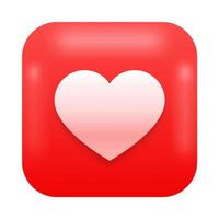 3d como icono de las redes sociales del corazón, comunicación en línea, símbolo de marketing digital. elemento para sitios de redes y aplicaciones. vector