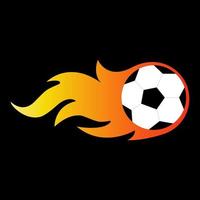 Soccer ball in a fiery flame. The soccer ball is flying in the air. Vector stock illustration.