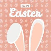 Easter flyer with bunny. Bright Easter banner with a pattern of eggs and a rabbit. Vector stock illustration.