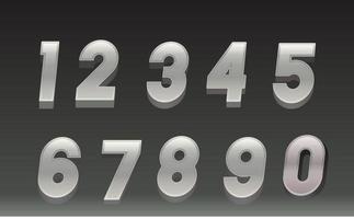 Metallic Numbers font vector