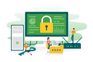 Data protection, privacy, data security and internet security concept. Illustration for website, landing page and infographic vector