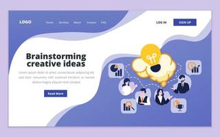 Landing page template of brainstorm, project management, startup business, business consulting, business plan. Illustration for website and mobile website development vector