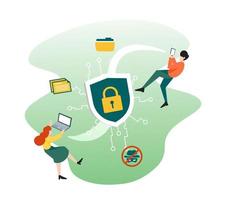 Illustration of data protection, privacy, data security and internet security concept vector