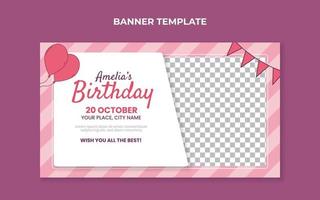 plantilla de banner de invitación de cumpleaños para niños vector