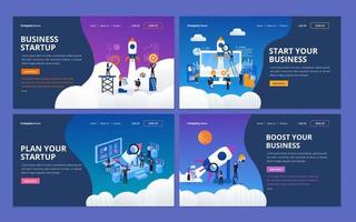 Set of web page design template for startup business company, project management. Illustration for website and mobile website development vector