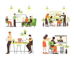 Business people character in office. Business meeting and presentation vector