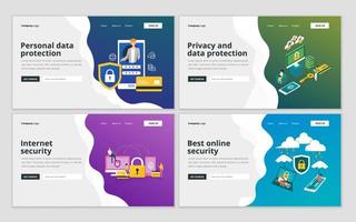 Landing page template of personal data protection, privacy and internet security for website and mobile website development vector