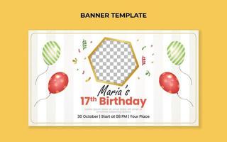 plantilla de banner de invitación de fiesta de cumpleaños vector