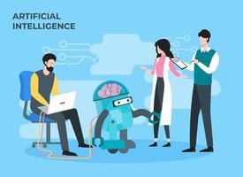 Artificial intelligence. Future technology and engineering concept with robotics engineer illustration vector