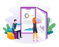 Data analysis for website and mobile website with people, graphs and charts illustration vector