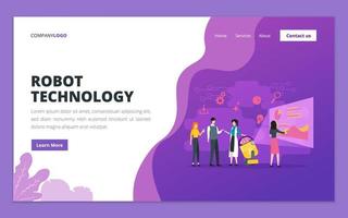 plantilla de diseño de página web para inteligencia artificial ai, tecnología robótica, tecnología futura, aprendizaje automático. ilustración para el desarrollo de sitios web y sitios web móviles vector