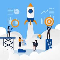 Business startup. Startup technology, teamwork and team management concept. Illustration for website, landing page, business presentation and infographic vector