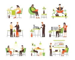 Office worker illustration. Various actions and activities vector