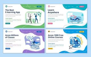 Online education, online learning, online courses, e-learning web page design templates. Illustration for website and mobile website development vector