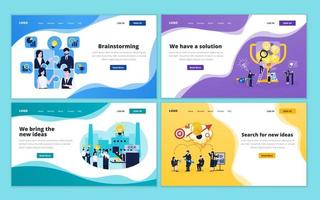 Set of web page design template for brainstorm, project management, startup business, business consulting, business plan. Illustration for website and mobile website development