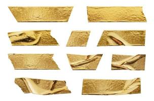 gold foil adhesive tape set collection isolated on white background photo