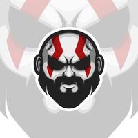 Angry Tribal chief with grey ashes skin vector mascot