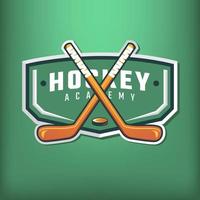 diseño del logotipo de la academia de deportes de hockey vector