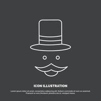 moustache. Hipster. movember. hat. men Icon. Line vector symbol for UI and UX. website or mobile application