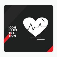 fondo de presentación creativa rojo y negro para ecg. corazón. latido del corazón. legumbres. icono de glifo de latido vector