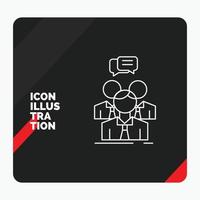 Red and Black Creative presentation Background for group. business. meeting. people. team Line Icon vector