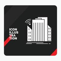 Red and Black Creative presentation Background for Buildings. city. sensor. smart. urban Glyph Icon vector