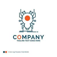 Bug. insect. spider. virus. App Logo Design. Blue and Orange Brand Name Design. Place for Tagline. Business Logo template. vector