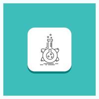 Round Button for research. laboratory. flask. tube. development Line icon Turquoise Background vector