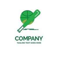 baseball. basket. ball. game. fun Flat Business Logo template. Creative Green Brand Name Design. vector