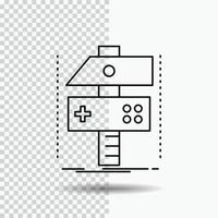 construir. artesanía. desarrollar. desarrollador. icono de línea de juego sobre fondo transparente. ilustración de vector de icono negro