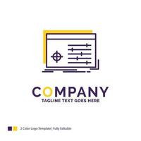 Company Name Logo Design For File. object. processing. settings. software. Purple and yellow Brand Name Design with place for Tagline. Creative Logo template for Small and Large Business. vector