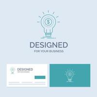 Finance. financial. idea. money. startup Business Logo Line Icon Symbol for your business. Turquoise Business Cards with Brand logo template vector